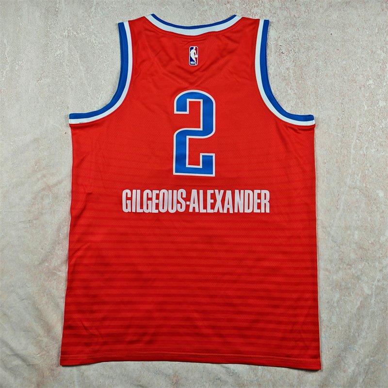 OKC Nike NBA Shai Gilgeous-Alexander #2 White Orange Blue Black Swingman Jersey - Image 2