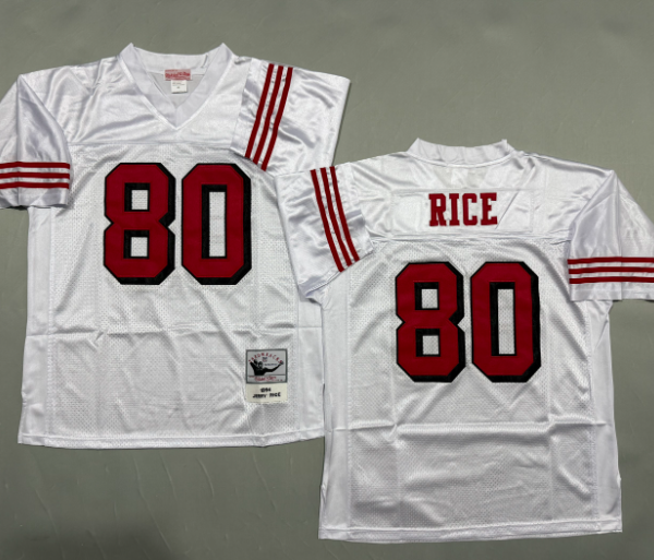 White Red Black Stitched Jerry Rice #80 San Francisco 49ers Mitchell and Ness Jersey