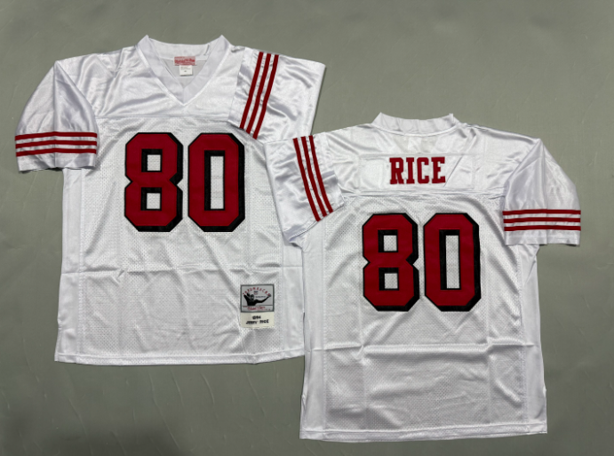 White Red Black Stitched Jerry Rice #80 San Francisco 49ers Mitchell and Ness Jersey