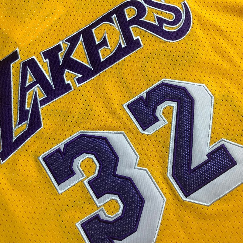 Los Angeles Lakers Magic Johnson Mitchell & Ness Purple Yellow Hardwood Classics T-Shirt - Image 4