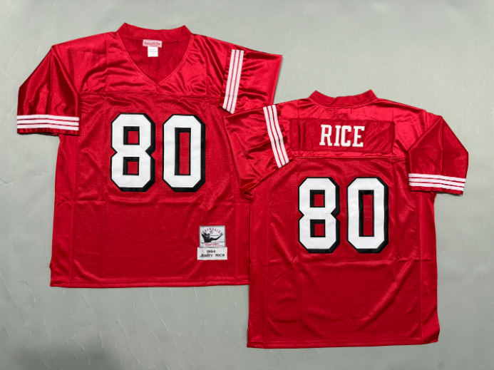 White Red Black Stitched Jerry Rice #80 San Francisco 49ers Mitchell and Ness Jersey - Image 4