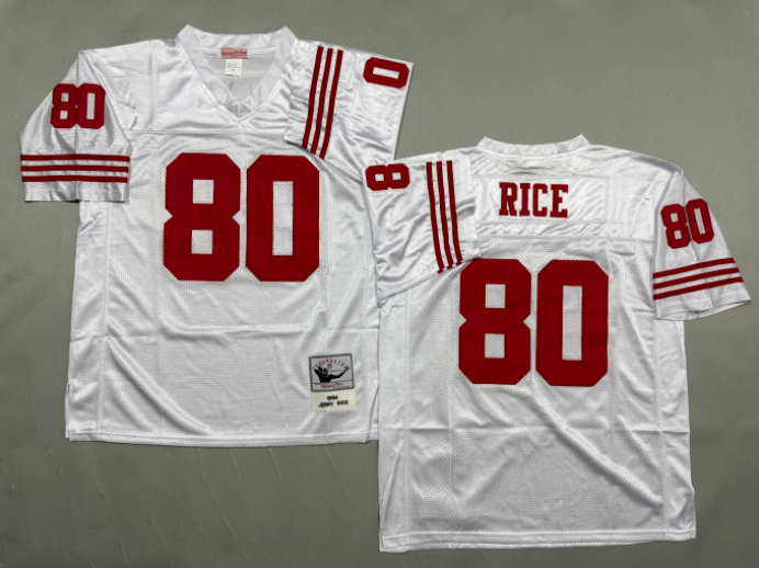White Red Black Stitched Jerry Rice #80 San Francisco 49ers Mitchell and Ness Jersey - Image 3