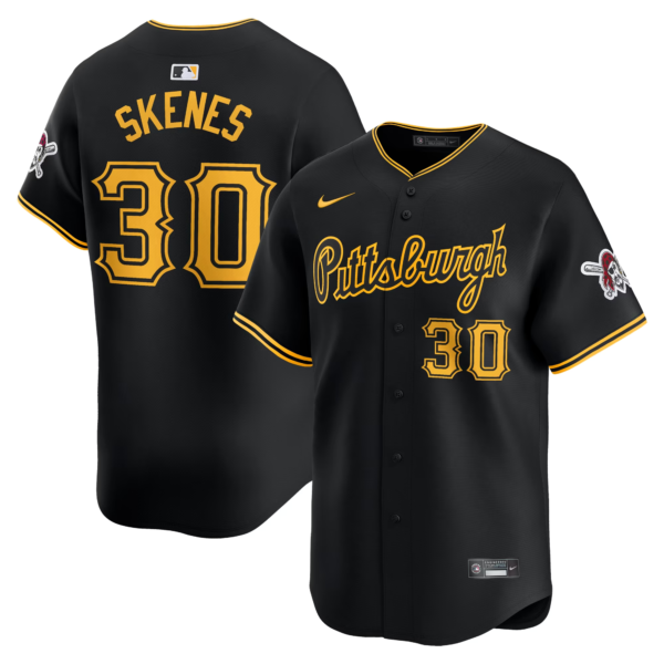 Pittsburgh Pirates #30 Paul Skenes White Black Alternate Jersey Nike
