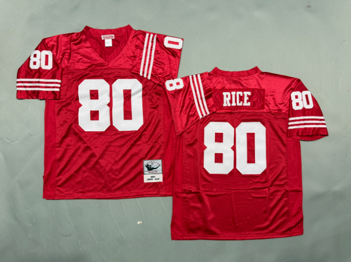 White Red Black Stitched Jerry Rice #80 San Francisco 49ers Mitchell and Ness Jersey - Image 2