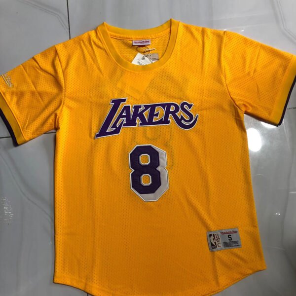 Los Angeles Lakers Kobe Bryant #8 Purple Yellow Hardwood Classics T-Shirt Retro