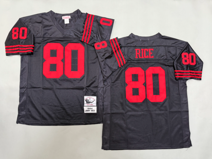 White Red Black Stitched Jerry Rice #80 San Francisco 49ers Mitchell and Ness Jersey - Image 5