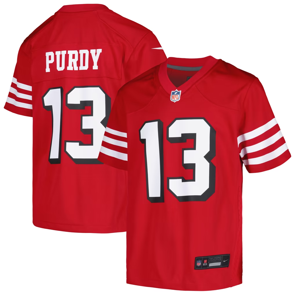 Youth Brock Purdy San Francisco 49ers Nike Red Black American Football Jersey