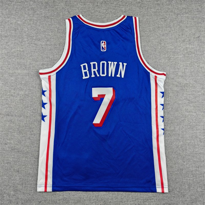 Children Black Blue Philadelphia 76ers #7 Jaylen Brown NBA Jerseys - Image 2