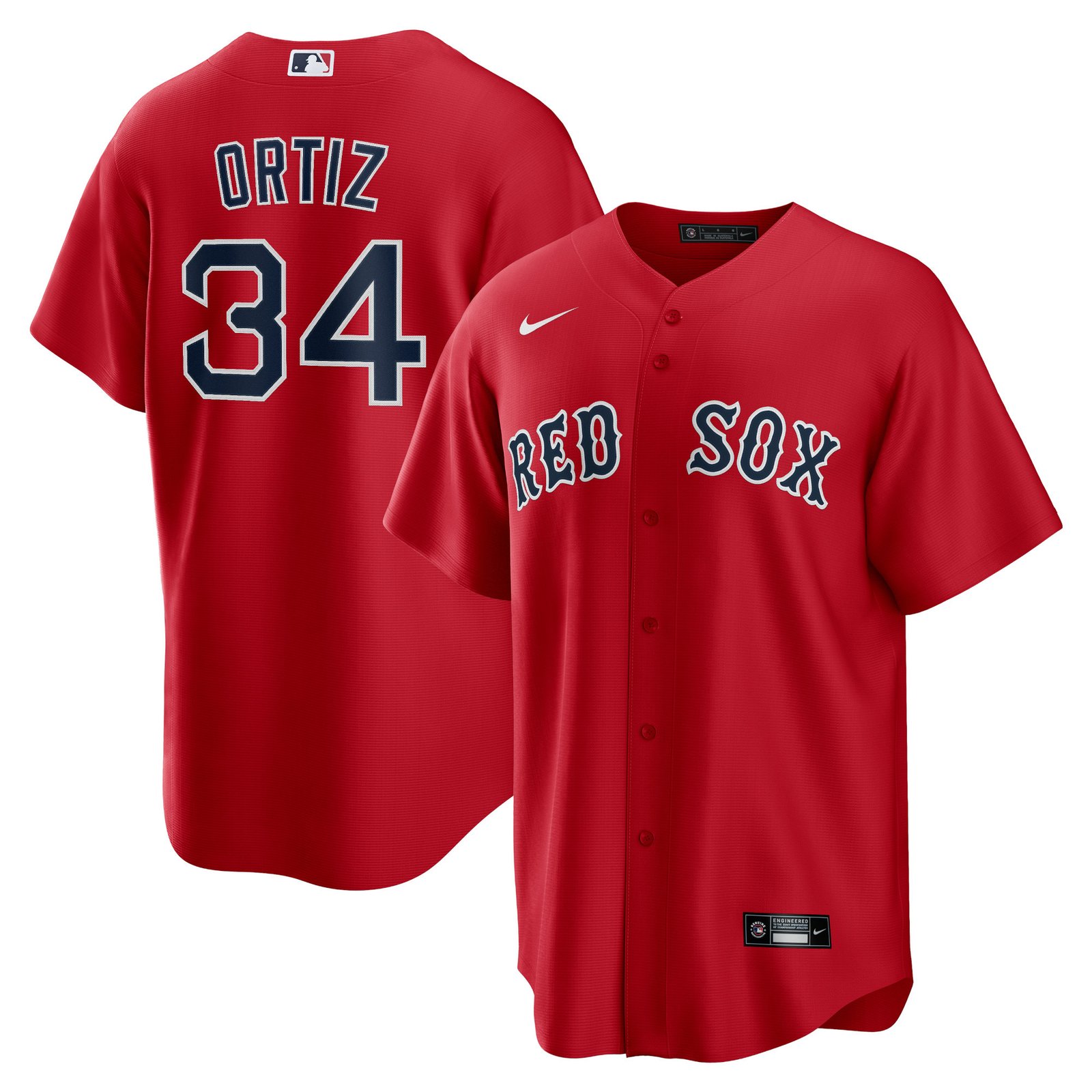Men Stitched David Ortiz #34 White Green Yellow Red Boston Red Sox Jersey Nike - Image 4