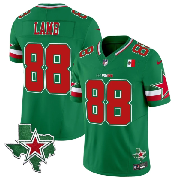 Stitched Men Dallas Cowboys CeeDee Lamb White Green Black Mexico Vapor Limited Jersey