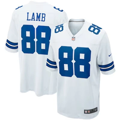 Youth CeeDee Lamb #88 Road White Navy Dallas Cowboys Jersey - Image 2