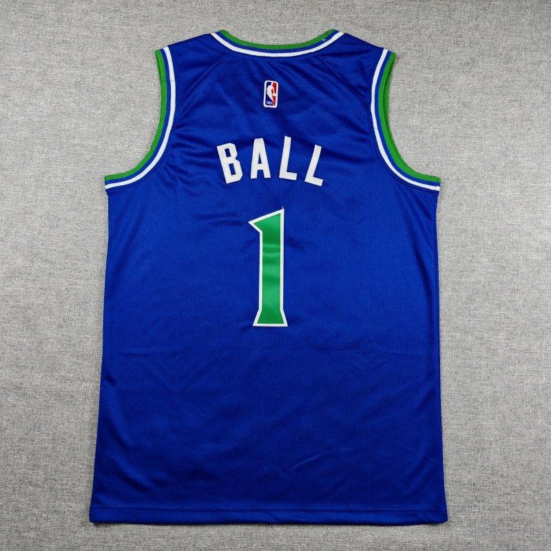 Stitched Men LaMelo Ball Blue Minnesota Timberwolves NBA Tops Nike - Image 2
