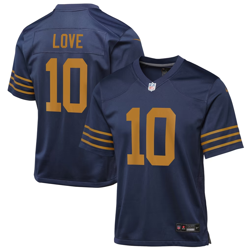 Youth Green Bay Packers Jordan Love Stitched NFL White Green Jersey Nike - Image 3