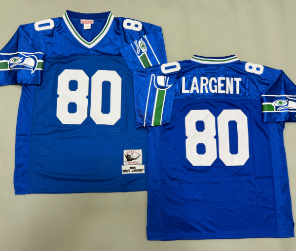 Steve Largent #80 Seattle Seahawks Jersey Authentic Throwbacks Shirt