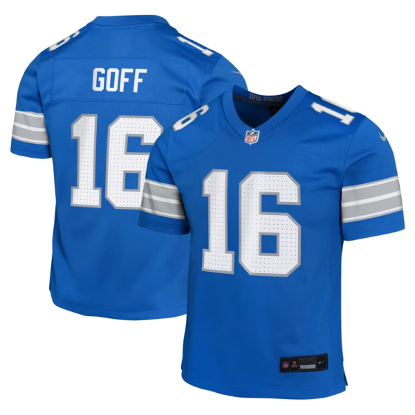 Youth Black Blue Jared Goff #16 Detroit Lions Nike Jersey