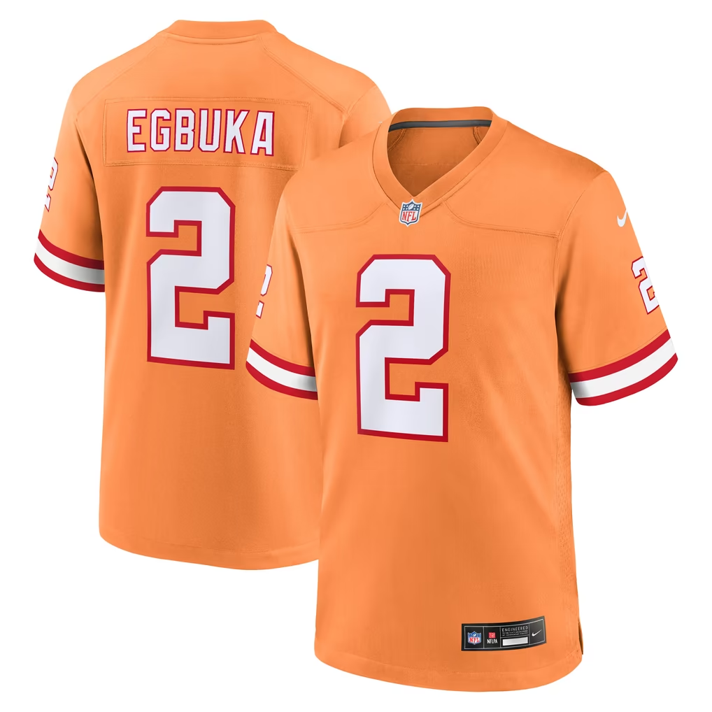 Emeka Egbuka White Red Orange Tampa Bay Buccaneers Nike Alternate Game Player Jersey