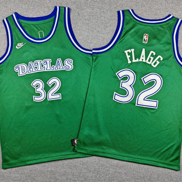 Youth Dallas Mavericks #32 Cooper Flagg Green Blue White Jerseys