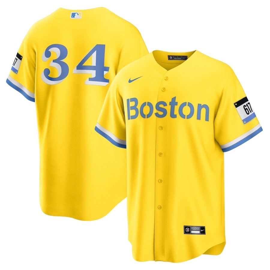 Men Stitched David Ortiz #34 White Green Yellow Red Boston Red Sox Jersey Nike - Image 3