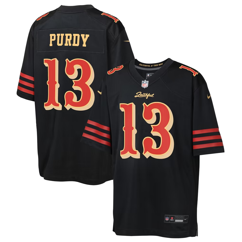 Youth Brock Purdy San Francisco 49ers Nike Red Black American Football Jersey - Image 3