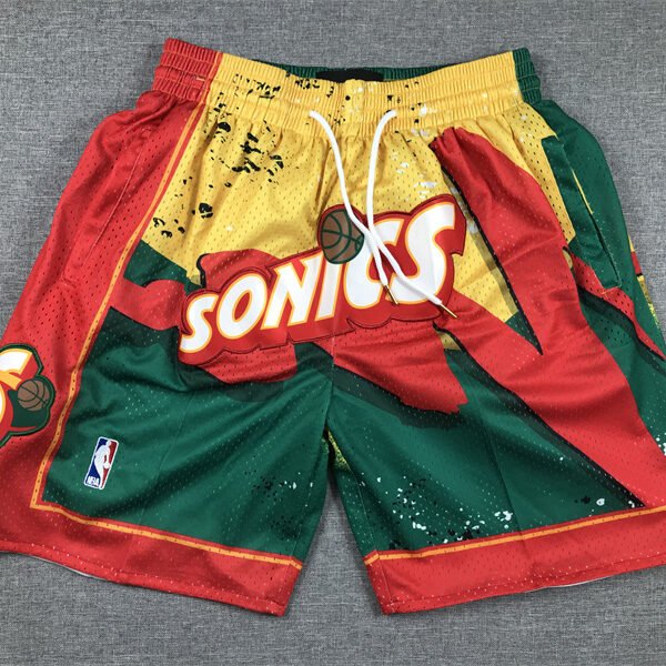 Seattle Supersonics Basketball Shorts with Zipper Pockets in Polyester Mesh