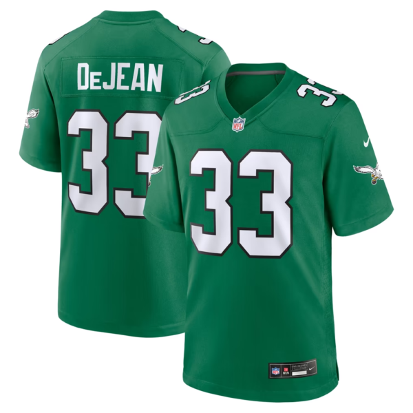Men Nike Cooper DeJean #33 White Black Green Philadelphia Eagles Football Shirt
