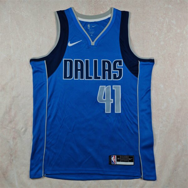New Rare Dirk Nowitzki Dallas Mavericks White Blue Nike Swingman Jersey