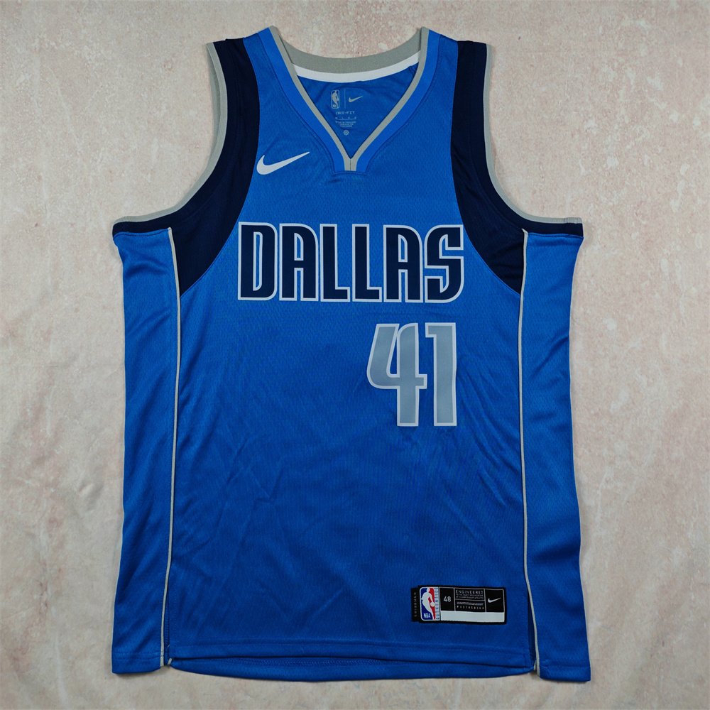 New Rare Dirk Nowitzki Dallas Mavericks White Blue Nike Swingman Jersey