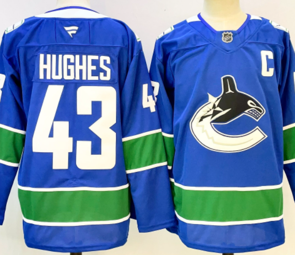 Quinn Hughes #43 Boeser #6 Pettersson #40 Vancouver Canucks Adidas Jersey