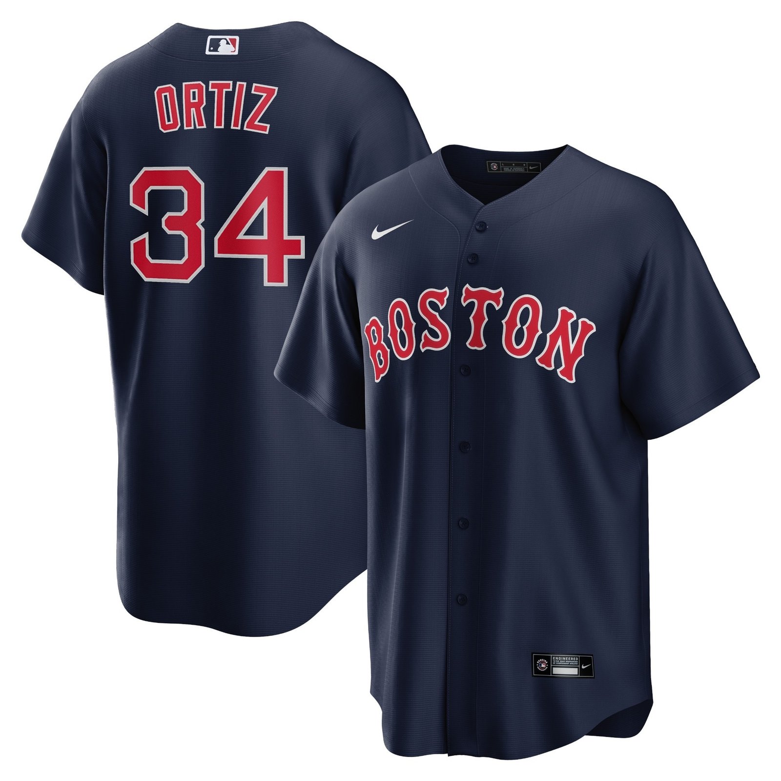 Men Stitched David Ortiz #34 White Green Yellow Red Boston Red Sox Jersey Nike - Image 2