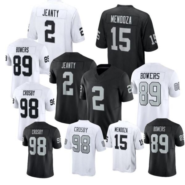 Las Vegas Raiders Jeanty Mendoza Cousins Bowers Nike Black White Stitched NFL Jersey