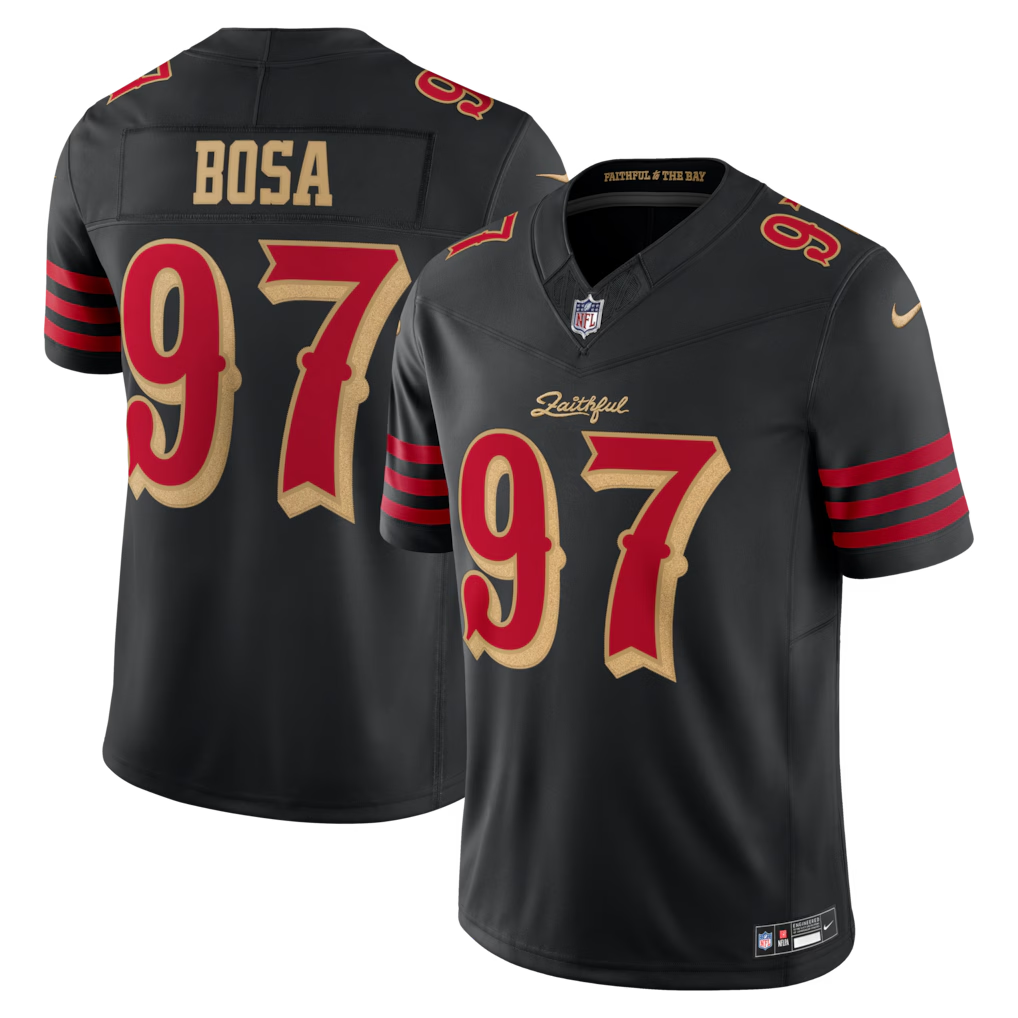 Men's San Francisco 49ers Warner Rice Lott Purdy Nike Black Rivalries Collection Stitched Limited Jersey - Image 8