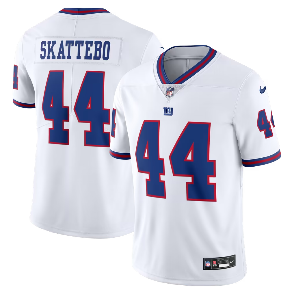 New York Giants Cam Skattebo #44 White Navy Red NFL Jersey Nike - Image 4