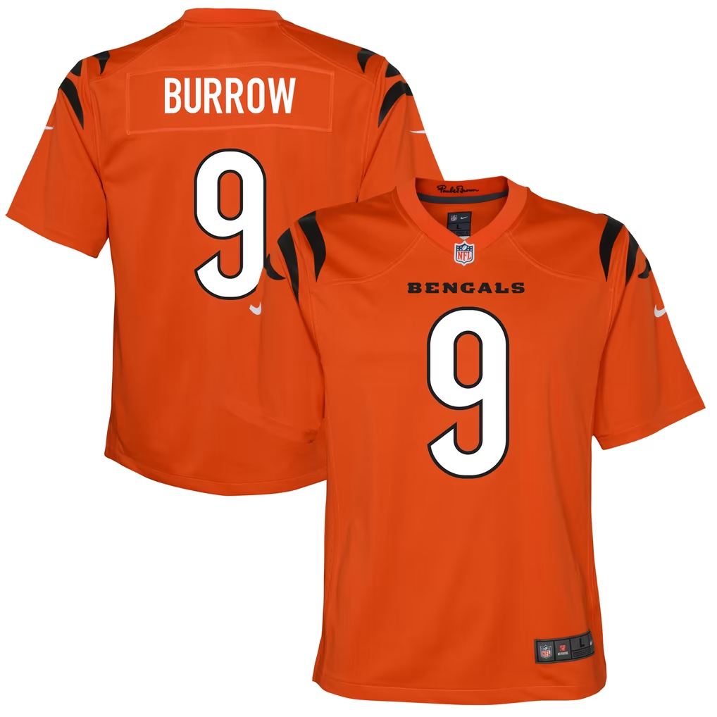 Youth Orange Black Joe Burrow Cincinnati Bengals Nike Jersey