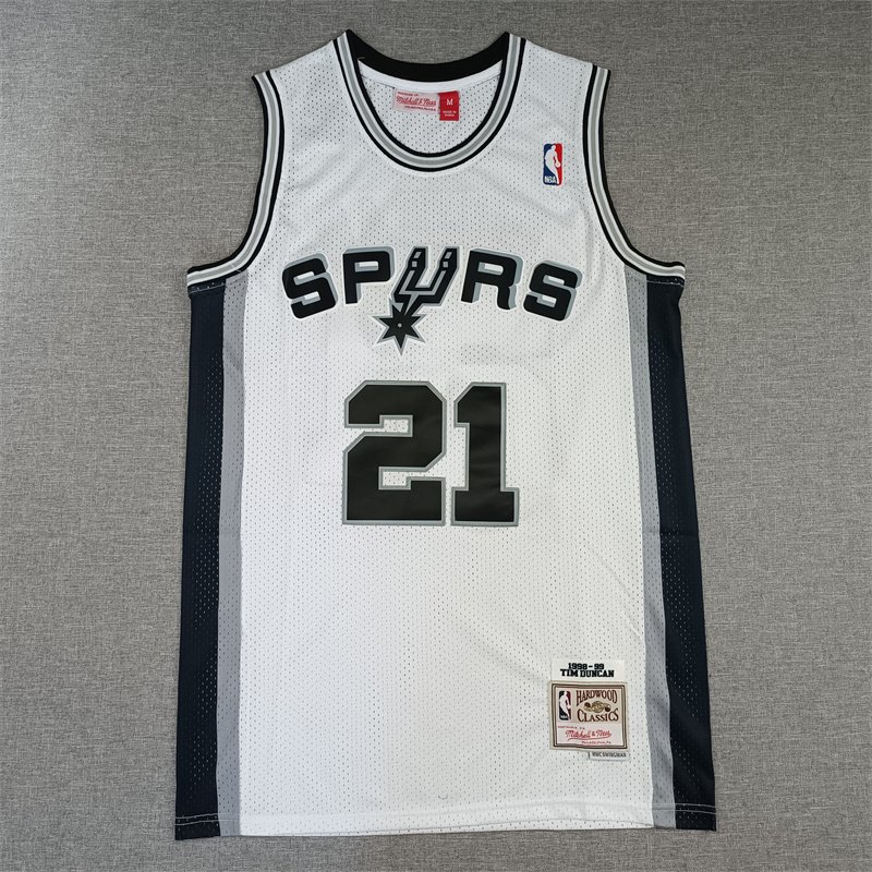 Tim Duncan San Antonio Spurs 1998-99 White Black Fuchsia Mitchell & Ness Jersey