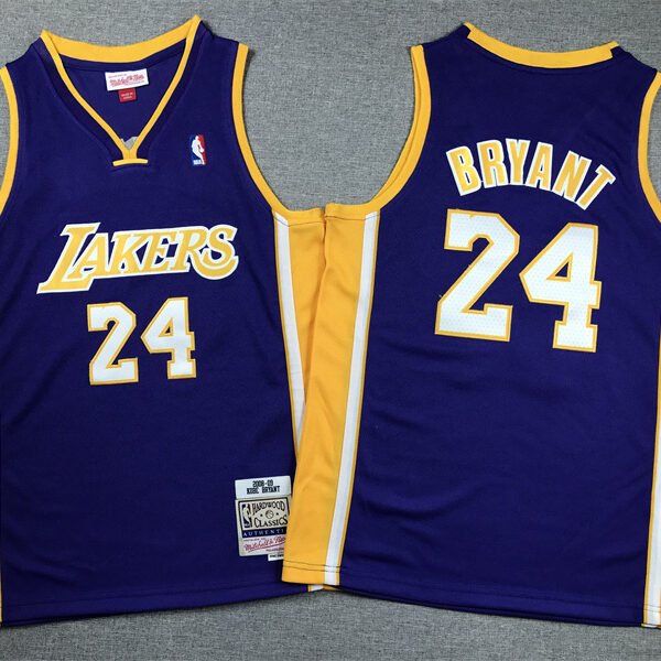 7 Styles Stitched Lakers White Yellow Purple Kobe Bryant 24 Kids NBA Jersey Retro