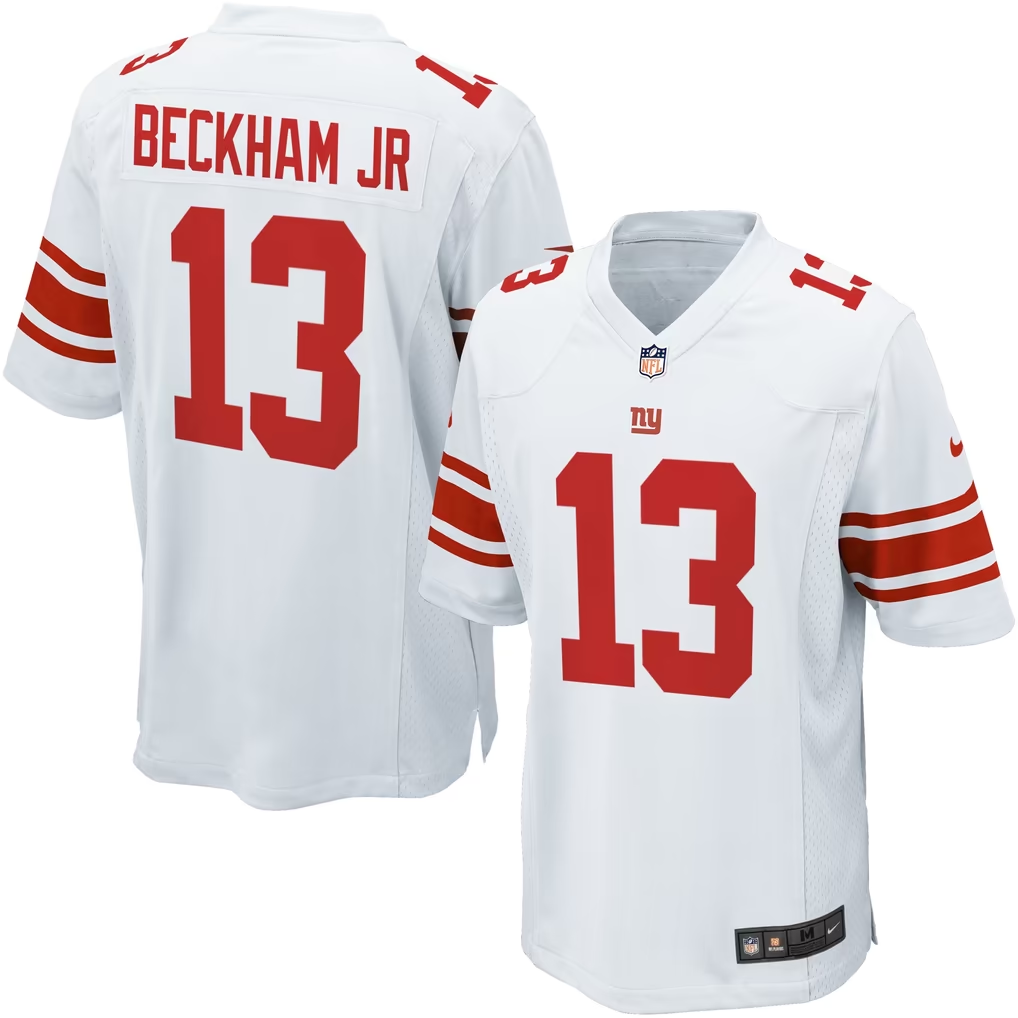 Stitched New York Giants Odell Beckham Jr. White Blue Football Shirts Nike - Image 3