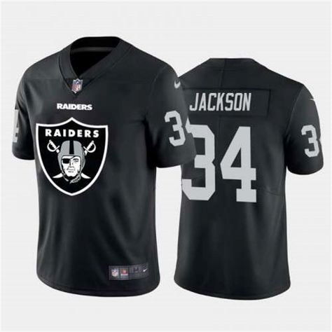 NFL Las Vegas Raiders # 34 Bo Jackson Black White Jogador Camisa De Futebol