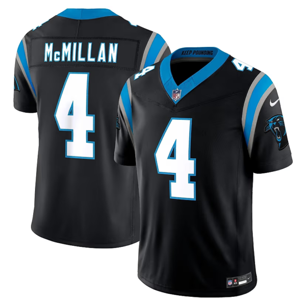 C.Panthers #4 Tetairoa McMillan Black Blue White American Football Jerseys
