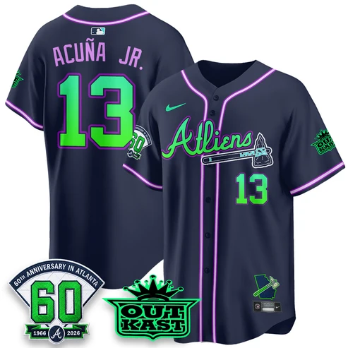 Atlanta Braves New Version Acuna JR Riley Jones Aaron MLB Tops Nike - Image 2
