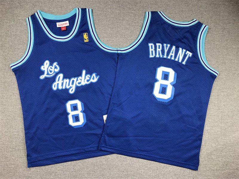 Children Stitched Kobe Bryant #8 White Yellow Purple Retro NBA Jersey