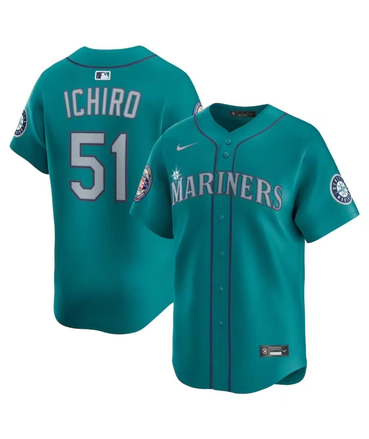 Seattle Mariners City Connect 51 Ichiro Men Stitched Royal White Beige MLB Shirts - Image 2