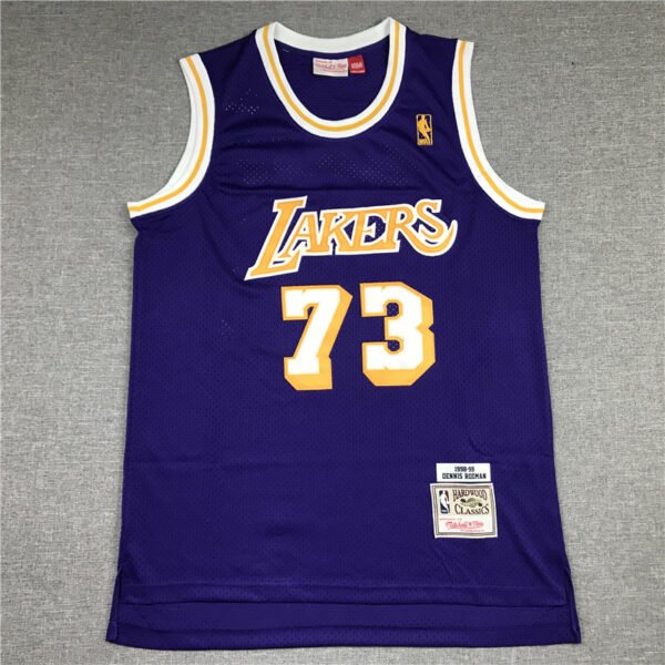 LA Lakers Dennis Rodman #73 Yellow Purple Stitched Retro Jersey NBA