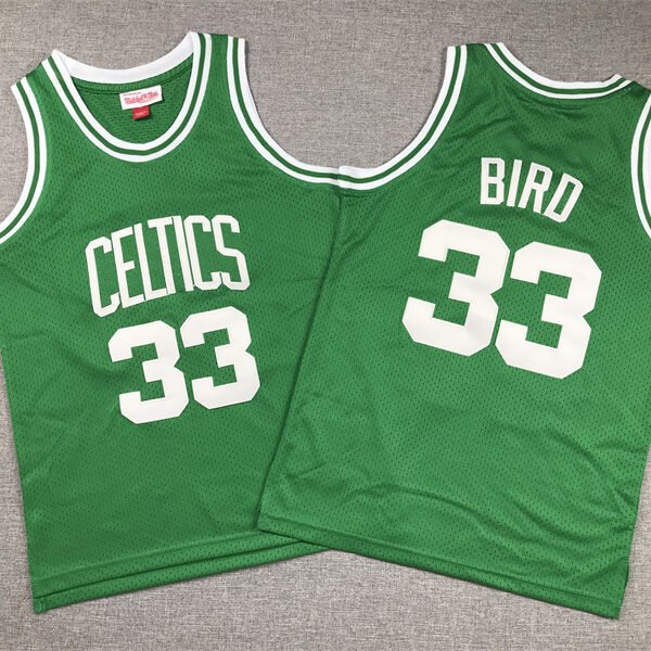 Youth Boston Celtics Green White Larry Bird #33 Jersey Mitchell & Ness