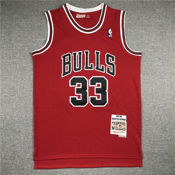 Scottie Pippen Chicago Bulls Red White Black NBA Stitched Jersey Mitchell & Ness