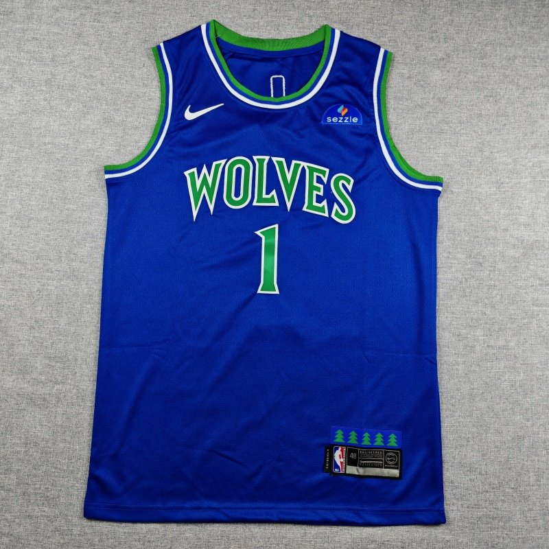Stitched Men LaMelo Ball Blue Minnesota Timberwolves NBA Tops Nike