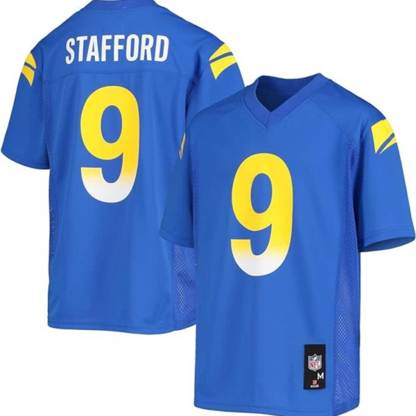 Youth Matthew Stafford #9 Los Angeles Rams Nike Jersey White Blue