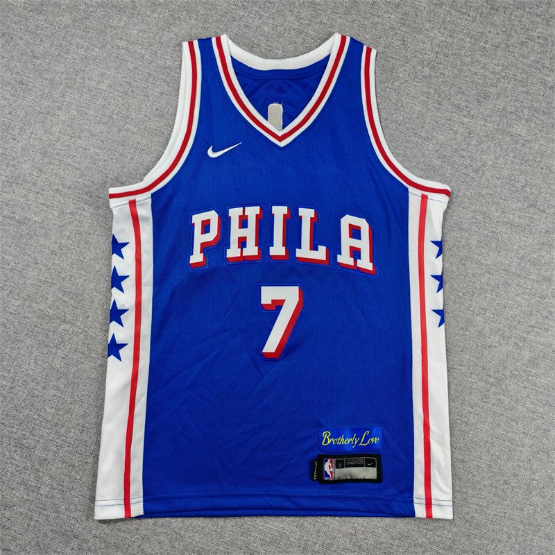 Children Black Blue Philadelphia 76ers #7 Jaylen Brown NBA Jerseys - Image 3