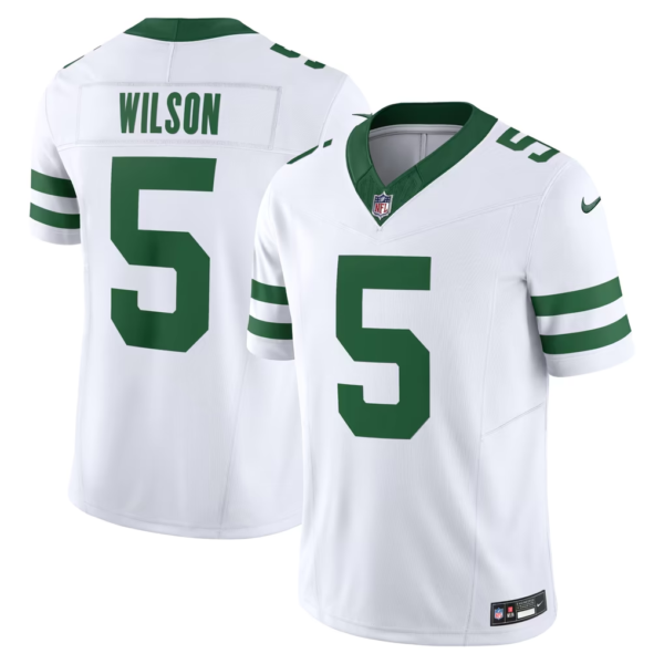 New York Jets Garrett Wilson #5 Nike Legacy Green White Vapor F.U.S.E. Stitched Limited Jersey
