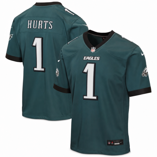 Youth Jalen Hurts Philadelphia Eagles White Green Black Nike Game Jersey