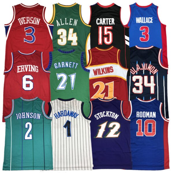 Erving Olajuwon Barkley Bryant Garnett Duncan Retro Men's Stitched NBA Jerseys